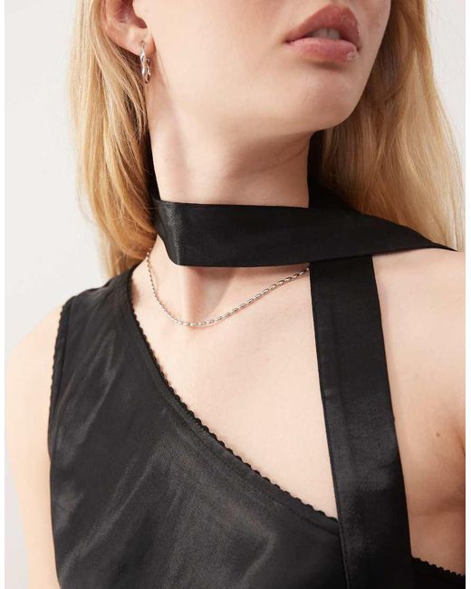 Reclaimed Vintage Black One Shoulder Top With Scarf Detail