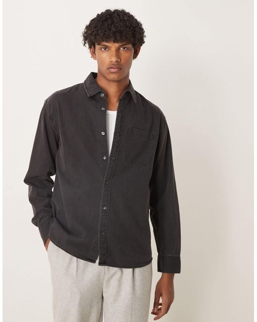 Abercrombie & Fitch – langärmliges, verkürztes western-jeanshemd in Gray für Herren