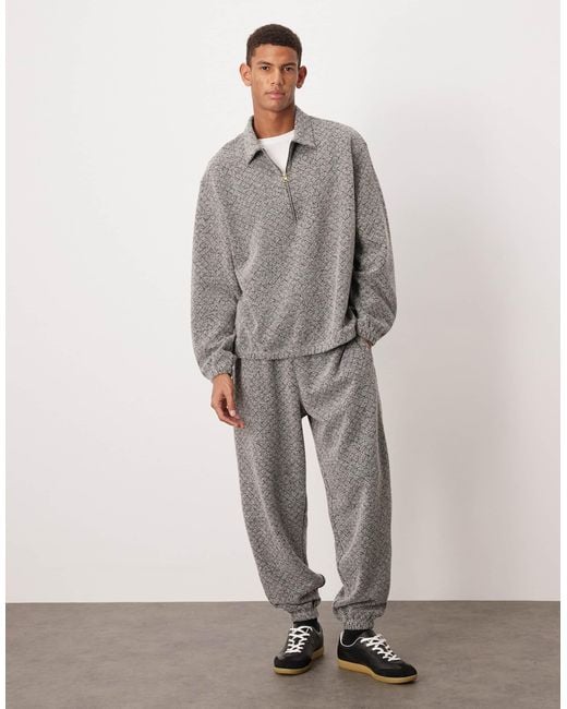 ASOS Gray Relaxed Drop Shoulder Quarter-zip Sweatshirt for men