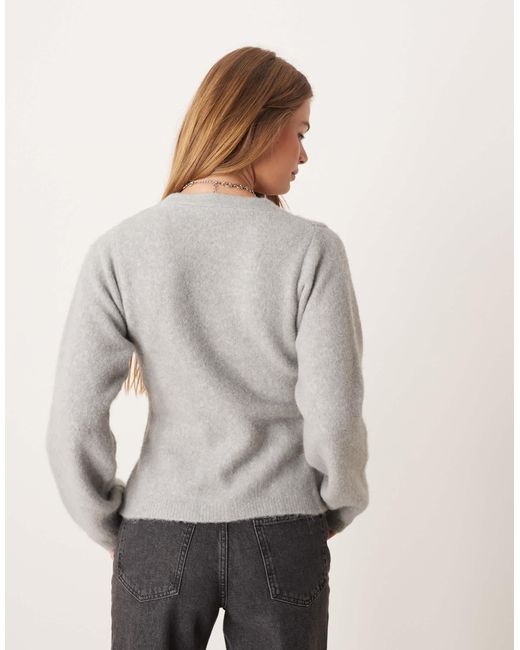 ASOS Gray Cardigan With Exposed Waist Seams With Wool