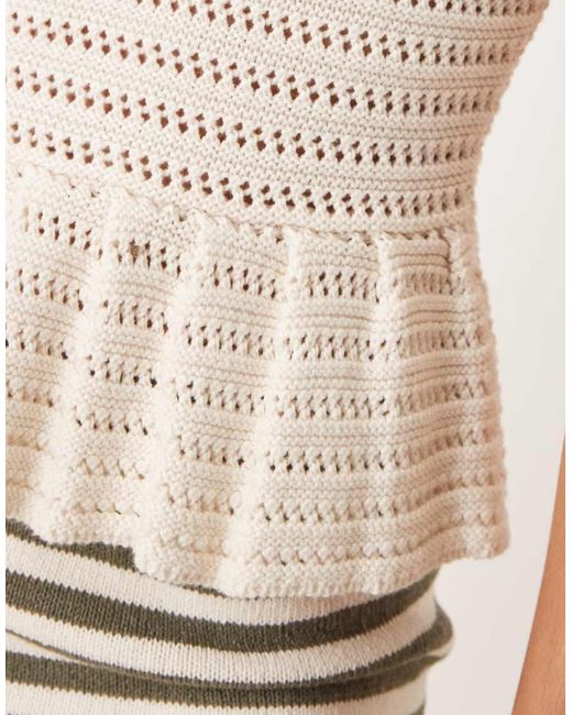 New Look White Knitted Peplum Singlet Top