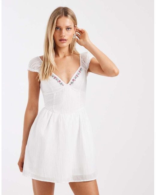 Hollister White Sleeveless Milkmaid Mini Dress