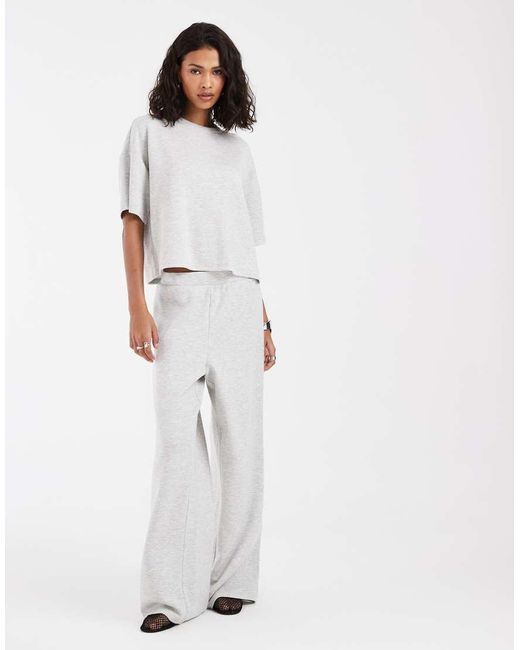 Pieces White Short Sleeve Slouchy Sweat Top Co-Ord