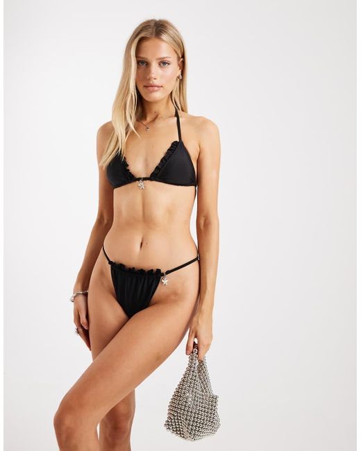 Brave Soul Black Triangle Bikini Top With Starfish Charm