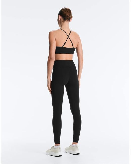 Oysho Black Comfortlux Light-support Sports Bra With Crossover Straps