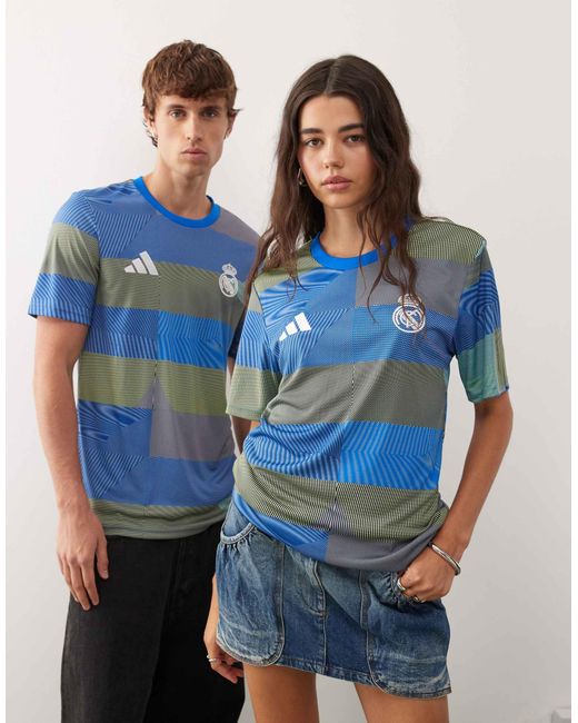 Adidas Originals Blue Adidas football – real madrid 25/26aufwärmtrainings-t-shirt