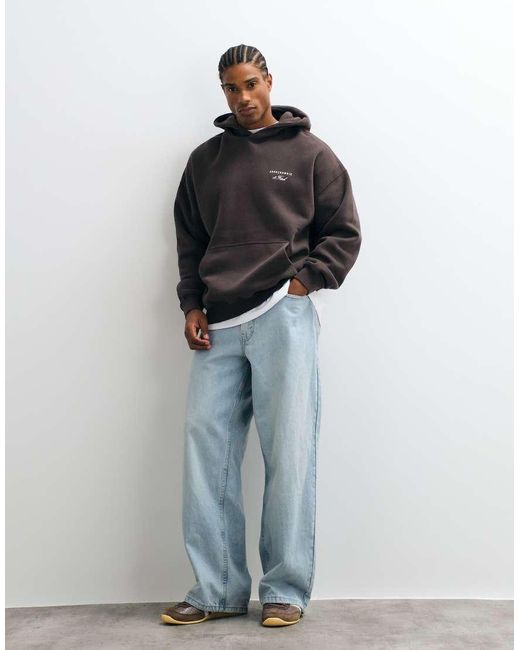 Abercrombie & Fitch Gray Script Logo Oversized Hoodie for men