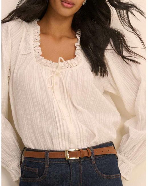 Nobody's Child Natural Broderie Anglaise Trim Lumi Blouse