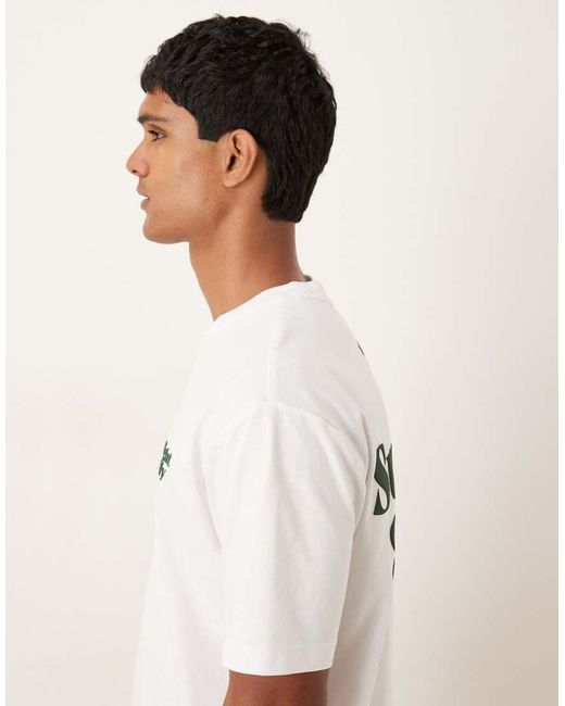 ASOS Ruimvallend T-Shirt Van Zware Stof Met Tekstprint Op De Achterkant in het White voor heren