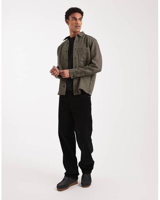 ASOS Gray Herringbone Overshirt for men