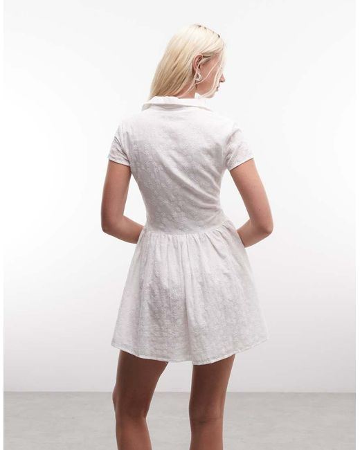 Daisy Street White Cinched Mini Shirt Dress With Tie Back