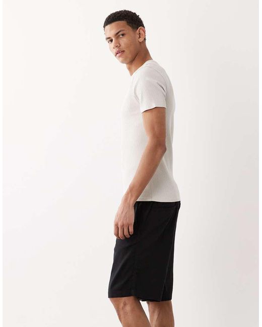 Jack & Jones White 2 Pack Linen Mix Shorts for men