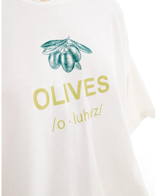 ONLY White Olive Crop T-shirt
