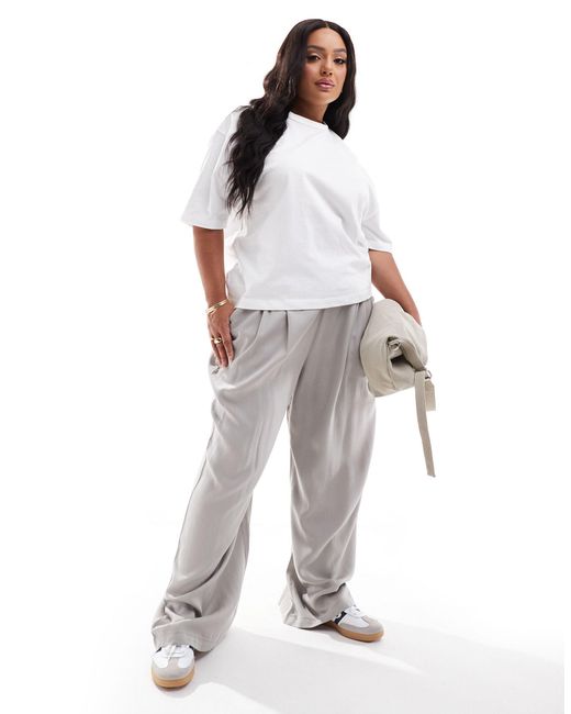 Asos design curve - pantaloni a fondo ampio grigi di ASOS in White