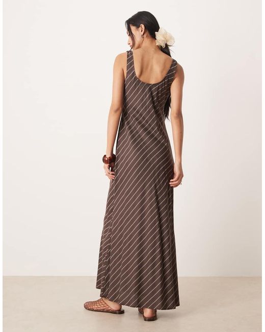 ASOS Natural Scoop Neck Tie Front Midi Dress