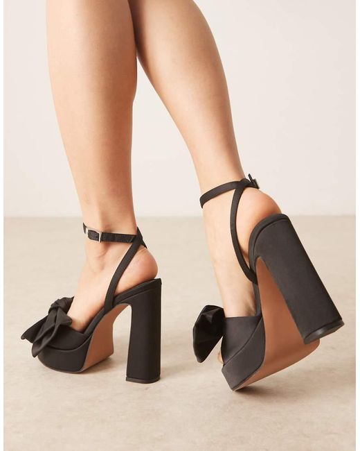 ASOS Natural Nala Oversized Bow Platform Heel Sandals