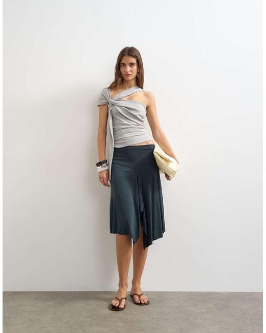 TOPSHOP Blue Tie Strap Knot Detail Tank