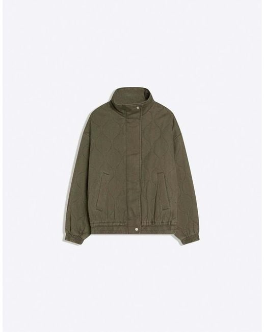Bershka Green Cable-knit Embroidered Jacket