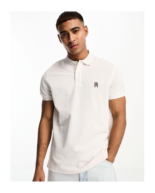 Tommy Hilfiger Monogram Regular Fit Polo in White for Men | Lyst Canada
