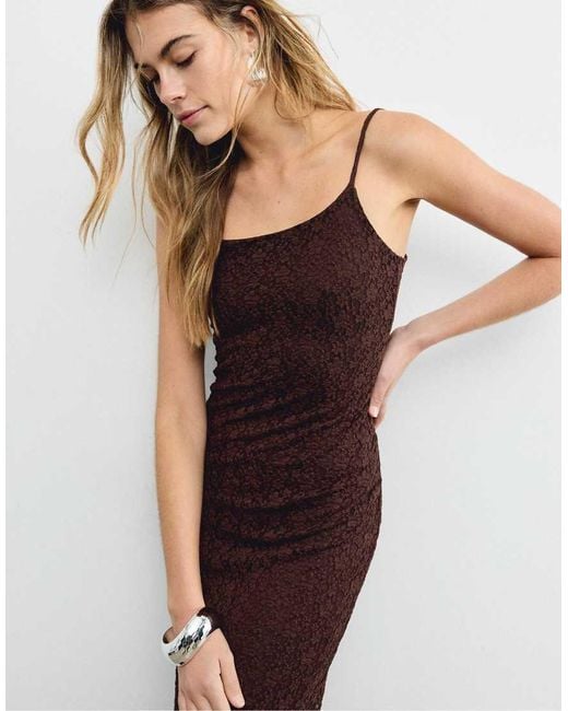 Stradivarius Purple Blonde Lace Strappy Midi Dress