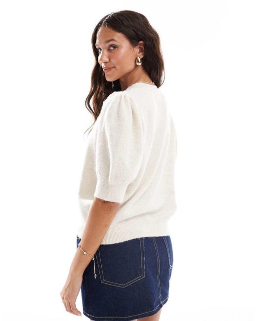 Vero Moda White Short Sleeved Knitted Top