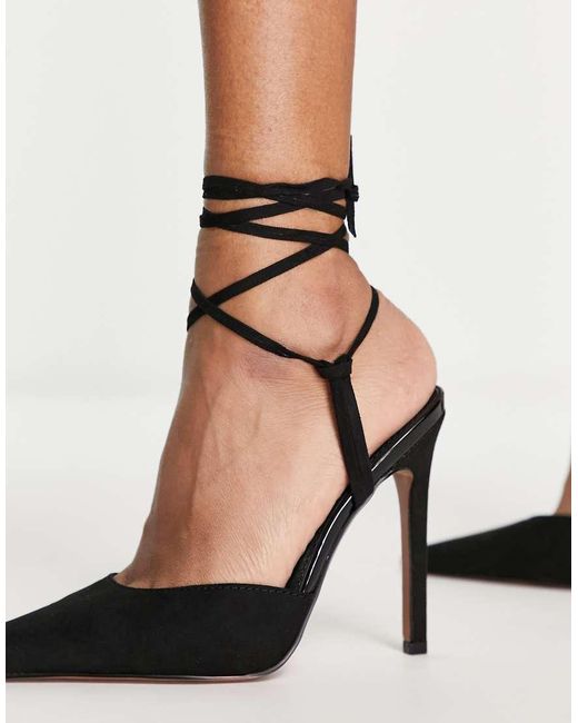 ASOS Black Prize Tie Leg High Heeled Shoes