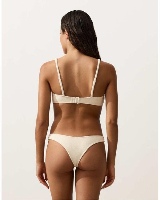 Oysho Brown U-Cut Crinkle Brazilian Bikini Briefs