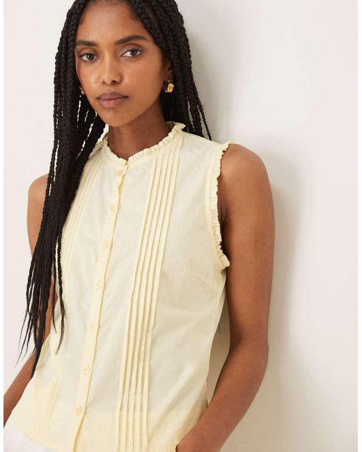 Motel Natural Yara Pintuck Sleeveless Blouse