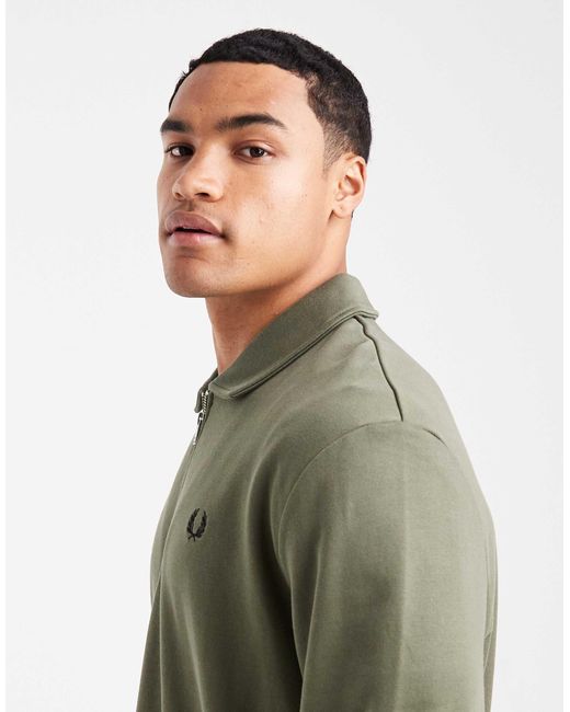 Sweat coupe carrée avec logo graphique et col zippé Fred Perry pour homme en coloris Green