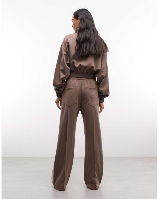 CERNUCCI Natural Wide Leg Track Pants With Side Taping