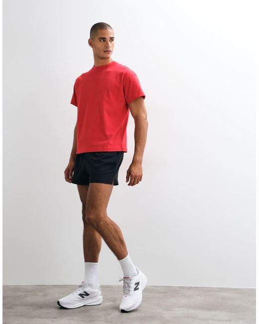 4505 Red Icon Heavyweight Cotton Shrunken Boxy Fit T-shirt With Quick Dry Finish for men