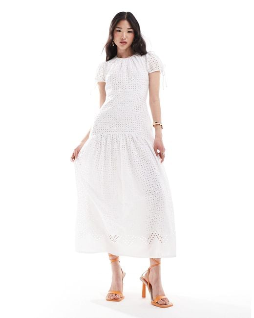 Closet White Cap Sleeve Tiered Cotton Maxi Dress