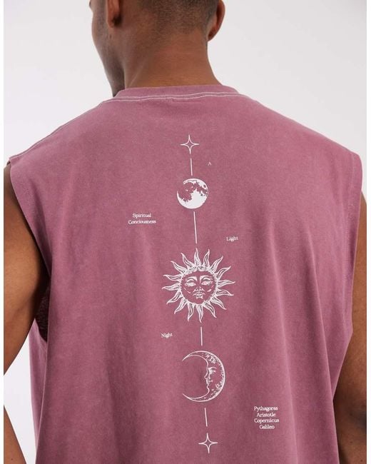 ASOS Red Oversized Tank With Celestial Spine Print for men