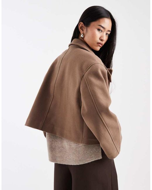 New Look Brown Funnel Neck Button Down Coat
