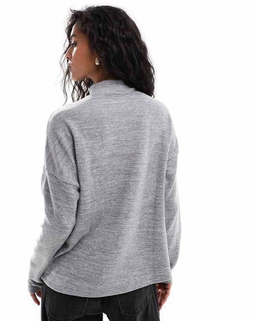 Vero Moda Gray High Neck Oversized Jersey Top