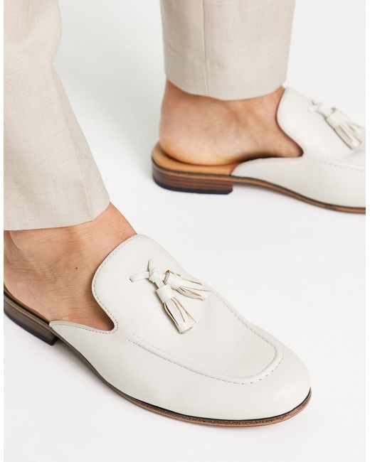 ASOS – mule-loafers aus wildleder in White für Herren