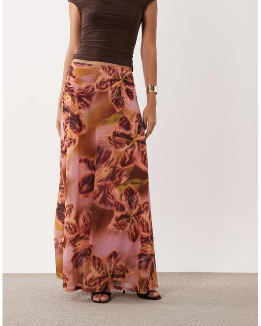 ASOS White Printed Stretch Full Hem Maxi Skirt