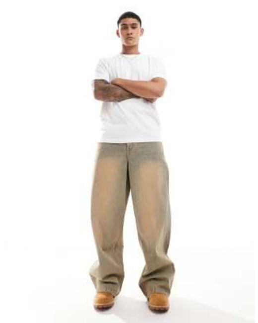 ASOS Natural Super Baggy Fit Jeans for men