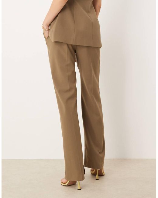 ASOS Natural Tailored Slim Straight Pants With Split