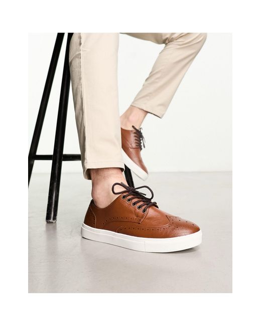 ASOS White Lace Up Brogue Shoes for men