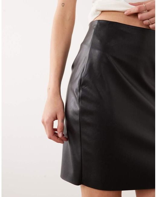 Vila Natural Faux Leather Mini Skirt