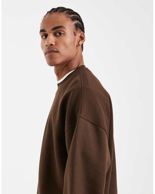 ASOS Brown Essential Extreme Oversized Sweatshirt for men
