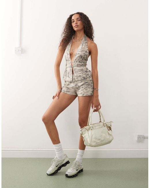 Collusion Green Halter Top With Tie Straps