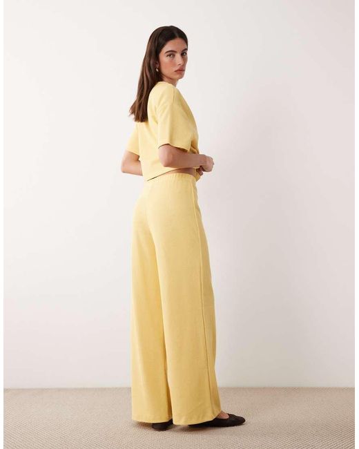 Miss Selfridge Natural Wide Leg Soft Rib Trouser Co-ord