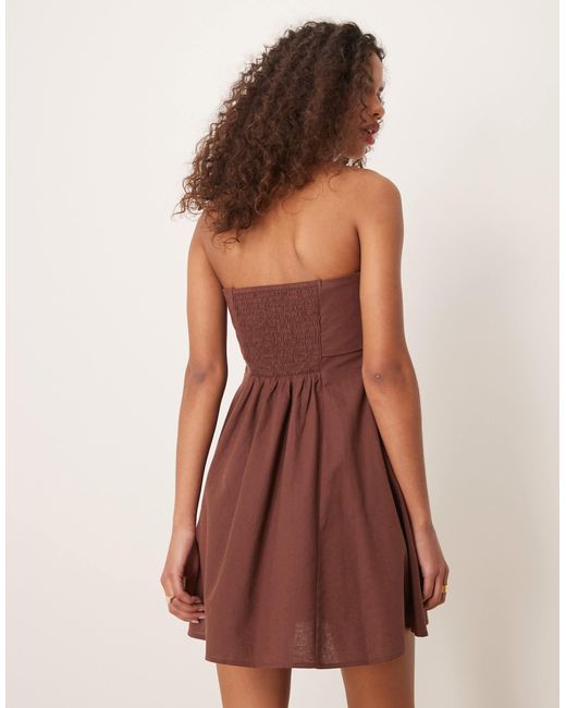 ASOS Natural Fold Over Bandeau Mini Dress