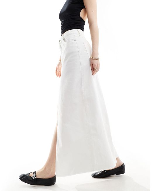 Sixth June White A-line Denim Maxi Skirt With Front Split