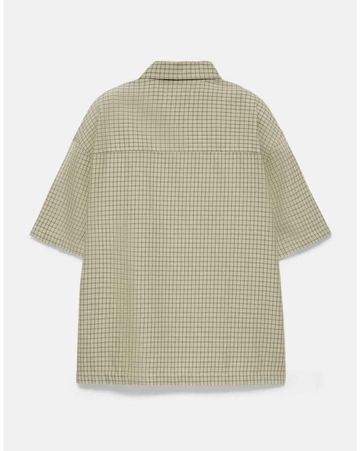 Pull&Bear Green Short Sleeve Check Shirt for men