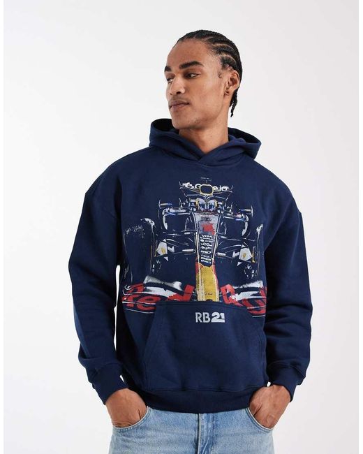 Hollister Blue Red Bull Boxy Hoodie for men