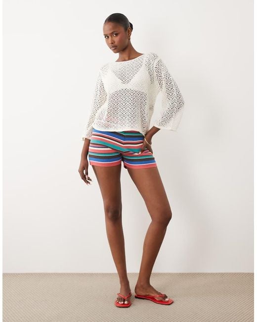 Jdy White Boatneck Crochet Top