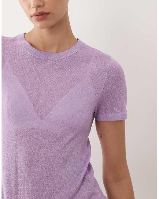 ASOS Purple Knitted Sheer T-shirt